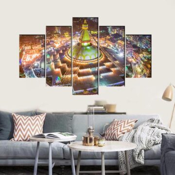 5 Panel Canvas Set Swayambhunath